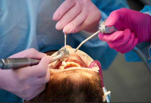 Close up dental procedure