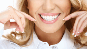Women showing off her new smile